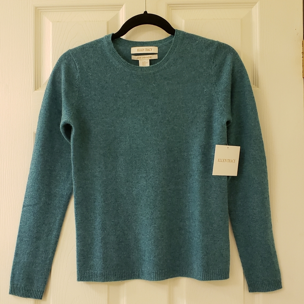 ellen tracy 100% cashmere crew neck sweater xs